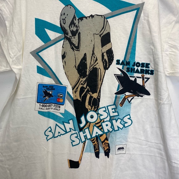 Vintage MBNA America NHL San Jose Sharks 1995 Hockey Player Graphic T-Shirt - Picture 2 of 6